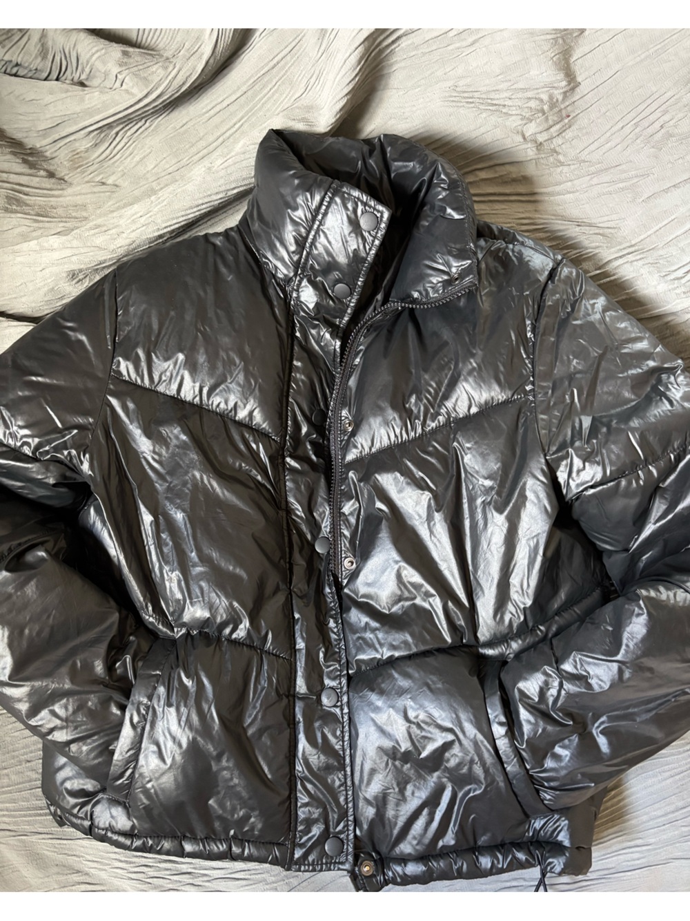 Black Shiny Puffer Jacket